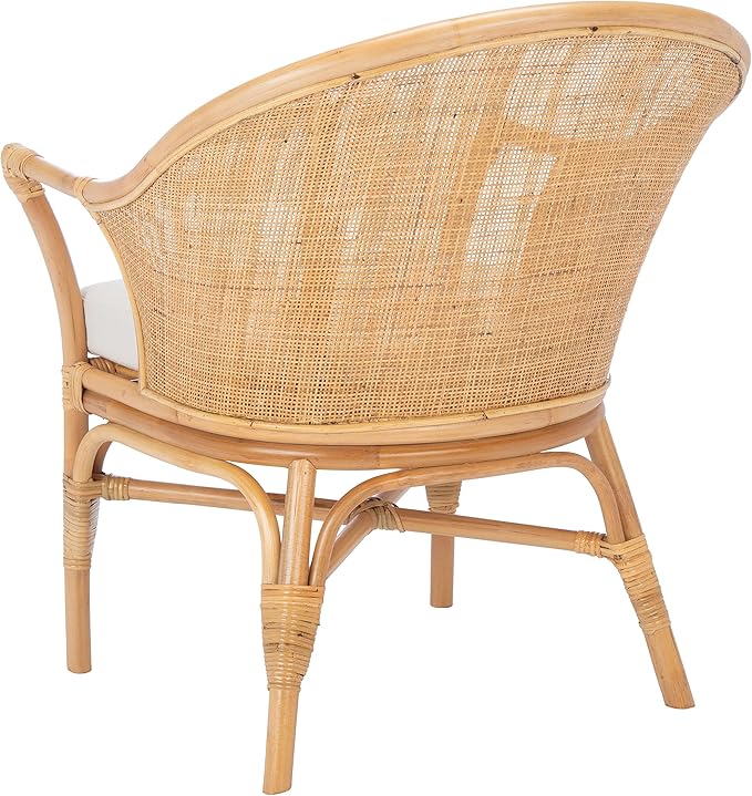 Safavieh Home Collection Dustin Rattan Cushion Accent Chair Natural/White