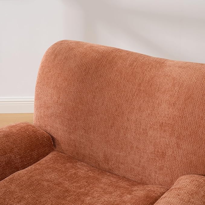 Chenille Oversized Armchair 42 Wide Upholstered Accent Chairs with Ergonomic Design Lazy Comfy Reading Lounge Chair with Deep Seats for Living Room Bedroom Dorms (Orange)