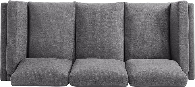 Christopher Knight Home Vincenzo 79.5 Sectional Sofa 3 Seater Couch Chenille Upholstered Sofa Chair Metal Legs Couch Dual-Layer Cushions Armchair Comfort Seating for Reading Living Room Gray