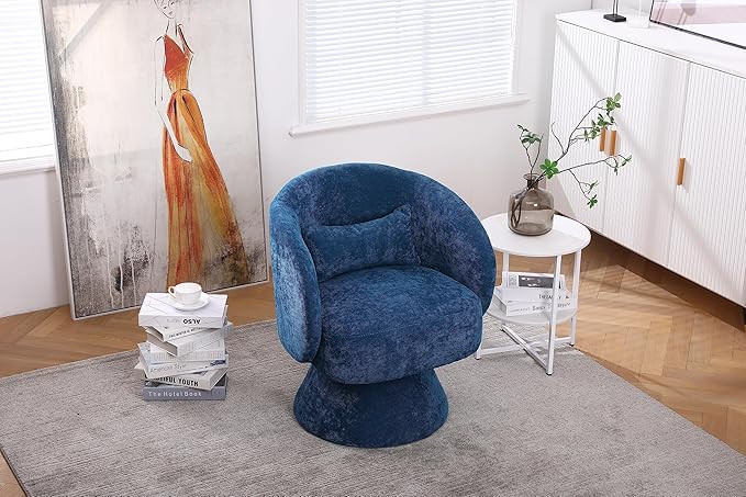 Swivel Accent Chair Armchair Round Barrel Chair in Fabric for Living Room Bedroom(Teal)