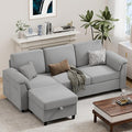 Vongrasig 79 Convertible Sectional Couch Sofa with Storage Ottoman 3 Seat L Shaped Couch with Side Storage Pockage Small Couches for Living Room Apartment and Small Space (Light Grey)