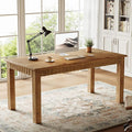 63-Inch Computer Desk Solid Wood Home Office Desk with Sturdy Wooden Legs Rustic Large Computer Office Table for Writing Reading Study Brown