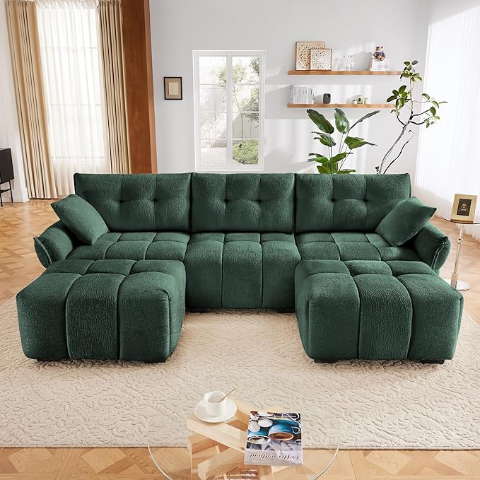 mikibama Oversized Modular Sectional Sofa with Movable Ottomans110 Chenille U-Shaped Couch with 2 FootrestModern 3 Seater Couches for Living RoomLarge Sofas with Deep Seat for Apartment
