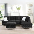 ERYE 102-Inch L-Shaped Corner Sectional Sofa Chenille Upholstered Tufted Corner Sofa Couch with Storage Ottoman and Nailhead DecorModern L-Shaped Convertible Couches