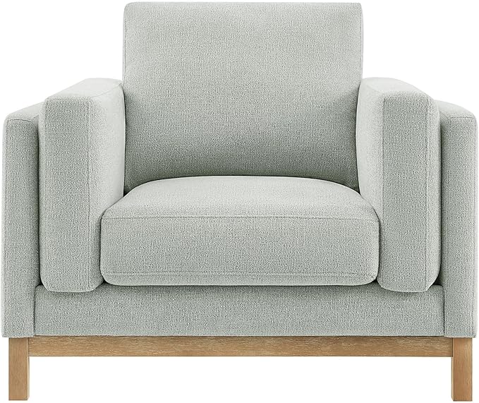 Modway Roscoe Fabric Armchair in Mist - Comfortable Deep Seat Accent Chair with Arms for Living Room or Bedroom