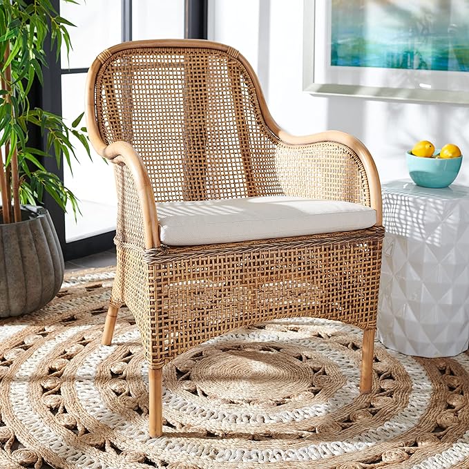 Safavieh Home Collection Charlie Cushioned Accent Chair Dark Natural/White