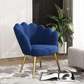 Blue Accent Chair for Living Room Blue Floral Novelty Suede Cherry Finish Tufted Cushions