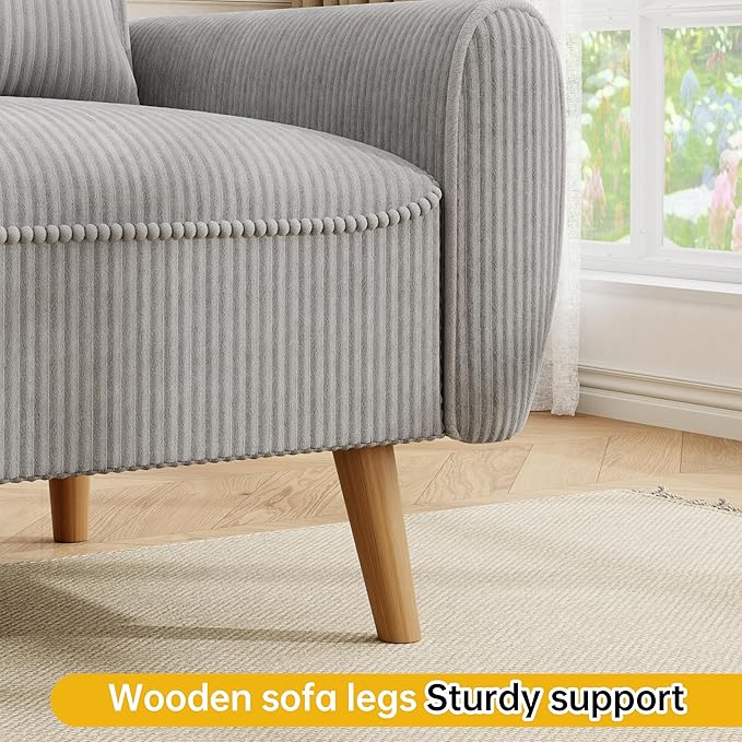 JAMFLY 47'' Small Loveseat Sofa 2 Seat Compact Couch with Tapered Legs Light Grey Upholstered Furniture Solid Wood Frame Comfy Foam Cushion Easy Assembly for Small Spaces