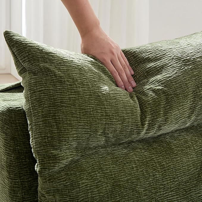JUSTONE Modular Sofa-No Armrests Floor SofaNeck Pillow-Back Lounge Sofa Chair Accent Bean Bag Chair Lazy Floor SeatingSmall Sofa for Living RoomApartment Guest RoomSingle SeatGreen