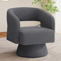 Swivel Accent Chair Modern Comfy Teddy Barrel Chairs Oversized Upholstered Round Arm Chair for Living Room Bedroom Reading Room Dark Grey 1 PCS