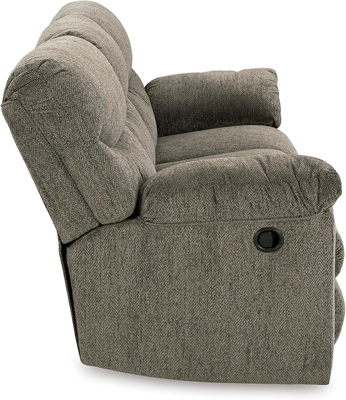 Signature Design by Ashley Alphons Transitional Tufted Reclining Sofa Light Gray