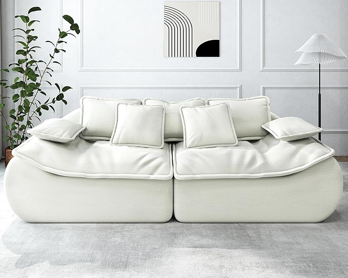 Hobestluk Sofa Couches 3-Seater Modular Sectional Sofa 89''Comfy Loveseat with Throw Deep Seat Small Sofa for Small Space Memory Foam Sectional Couches for Living Room Office Apartment
