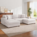 117.8 U Shaped Modular Sectional Sofa with Ottoman Comfy Corduroy Fluffy Couch with Deep Seat Flexible Module Combination for Living Room and Office Beige