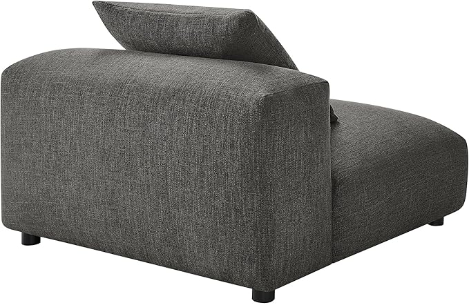 Modway Solace Modular Sofa Armless Chair in Charcoal - Oversized Lounge Chair with Fabric Upholstery - Comfy Single Sectional Sofa Chair - Modern Accent Lounge Chair for Living Room