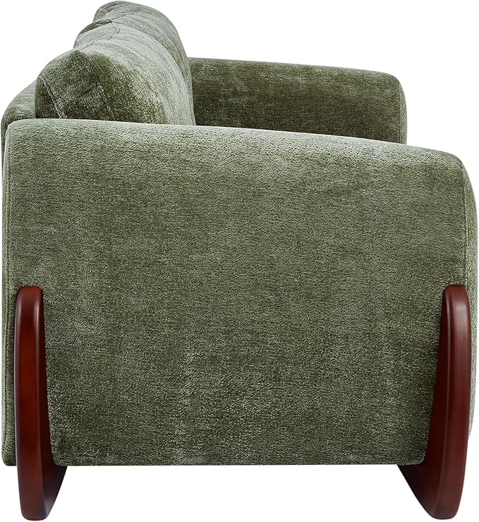 Christopher Knight Home Taki 89 Inches Sofa Couch Cozy Chenille Upholstered 3-Seater Sofa Wood Frame Couches Comfy Home Sofa Living Room and Office Lounge Seating with Armrests Olive Green