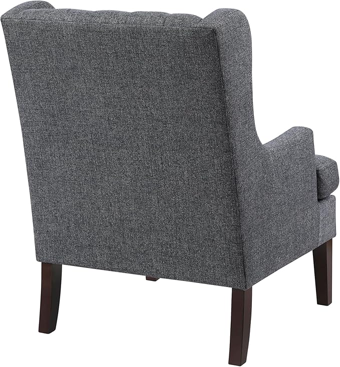 Lexicon Living Room Accent Chair Textured Fabric Upholstered Reading Chair Button-Tufted High Wingback for Living Room/Bedroom/Office Charcoal