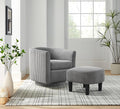 360° Swivel Accent Chair with Ottoman - Comfy Corduroy Recliner Armchair Single Sofa for Living Room &amp Bedroom (Grey)