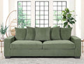 Luxe Corduroy Sofa with 5 Matching Toss Pillows Sleek Design Spacious and Comfortable 3 Seater Couch for Modern Living Room 88 Wide Dark Green