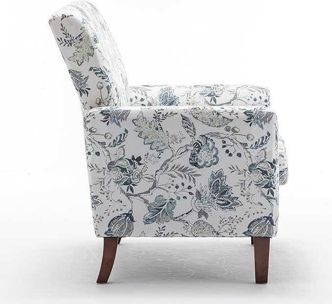 Contemporary Accent Arm Chair with Birch Wood Frame and Velvet Upholstery Armchair for Office and Living Room Decor Removable Cushions 07 Printed Fabric