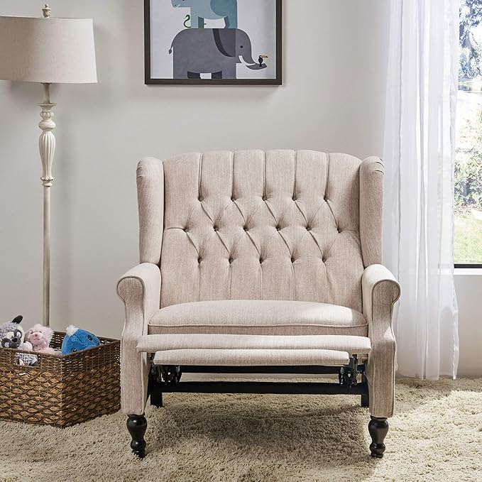 Christopher Knight Home Salome Push Back Recliner Beige Dark Brown