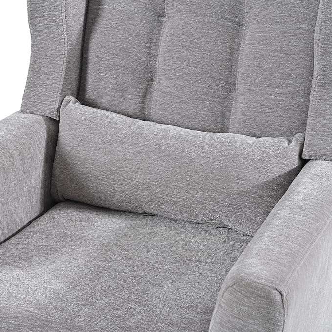 Modern Accent Chair Chenille Upholstered Arm Chair with Pillow Comfy Soft Padded Chair Fabric Single Sofa Chair Reading Accent Chair for Living Room Bedroom Gray Grey