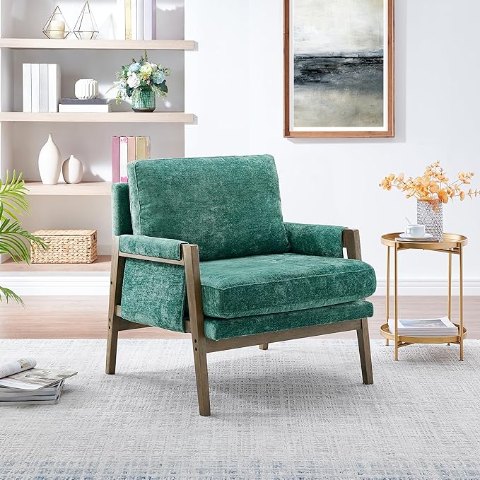 Roundhill Furniture Kelly Mid-Century Modern Accent Armchair Green