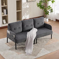 KEIKI 67 Corduroy Loveseat Sofa with Double Side Pockets &amp High Resilience Cushion Modern Style Upholstery Oversized 2-Seater Couch with Metal Legs Easy Assembly for Living Room Gray