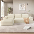 Yaheetech 110 Modular Sectional Sofa Corduroy Boneless Couch with Chaise L-Shape Cloud Couch with Detachable Pillows No Assembly Sofa for Living Room Beige
