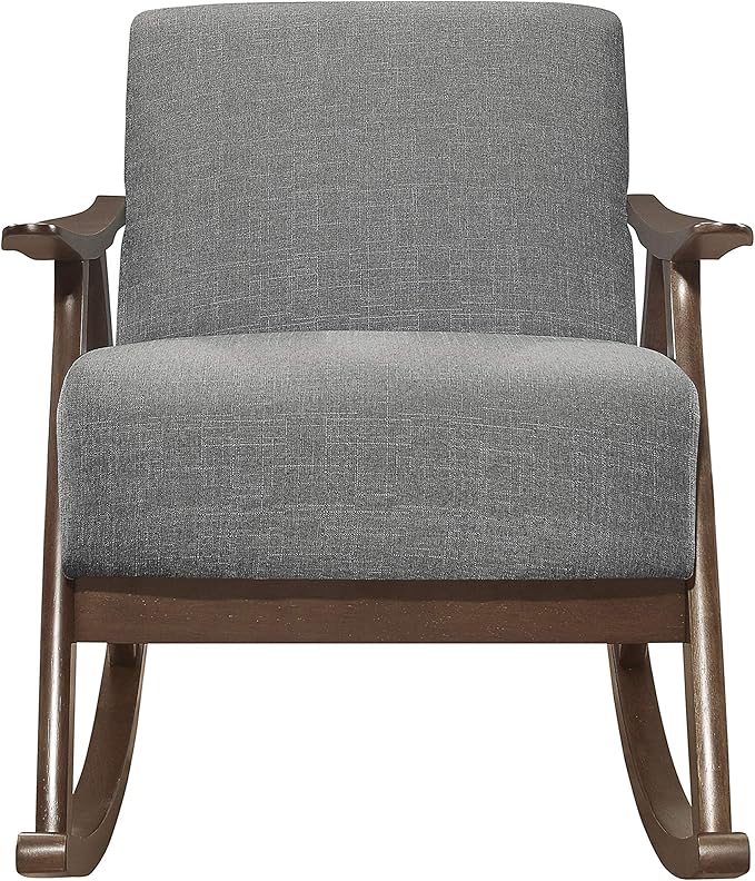 Lexicon Helena 28.5 W Fabric Wood Arm Rocking Chair Gray