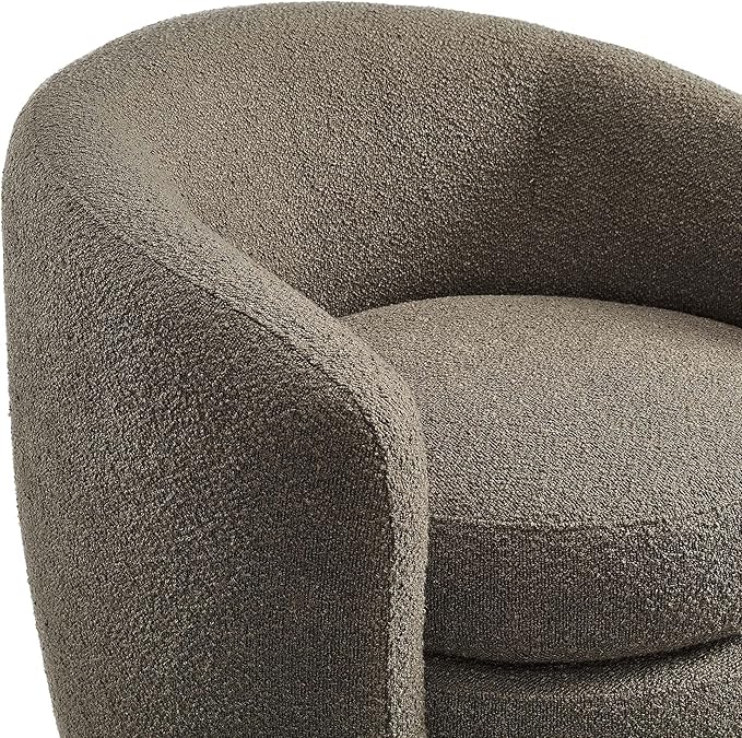Modway Affinity Boucle Fabric Accent Chair in Pebble - Versatile Living Room Chair with Curved Back - Upholstered Bedroom Barrel Chair - Reading Armchair
