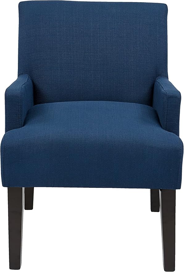 OSP Home Furnishings Main Street Upholstered Guest Chair with Espresso Finish Accents Woven Indigo Fabric