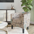 BELLEZE Living Room Chair Linen Round Accent Barrel Chair Club Tub Sofa Chair for Bedroom Corner Chair with Flared Legs and Cozy Soft Padding - Highland (Floral Print)
