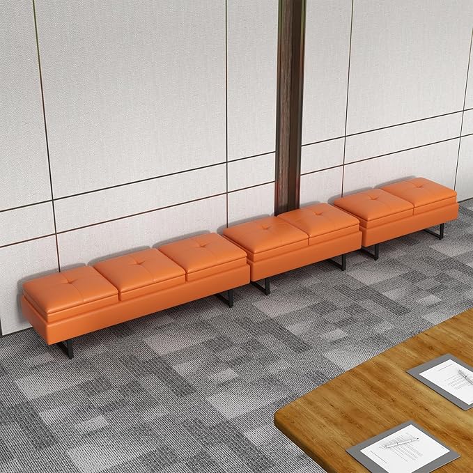 Kinfant Modern Futon Sofa Bed - Couch Bed with Soft Cushions for Living Room Bedroom and Small Space (Orange 7-Seater)