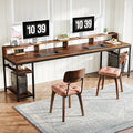 Tribesigns 78.74 Inches Extra Long Two-Person Desk Double Computer Desk with Monitor Stand and Storage Shelves Study Work Table for Home Office (Rustic Brown)