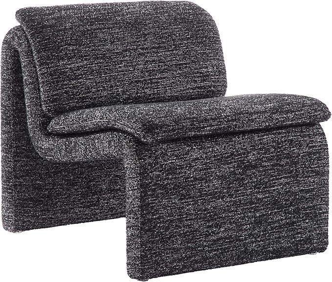 Modway Lume Curved Lounge Chair in Charcoal Boucle Fabric – Modern Upholstered Armless Accent Chair with Padded Cushion - Unique Slipper Chair for Bedroom or Living Room