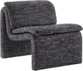 Modway Lume Curved Lounge Chair in Charcoal Boucle Fabric – Modern Upholstered Armless Accent Chair with Padded Cushion - Unique Slipper Chair for Bedroom or Living Room
