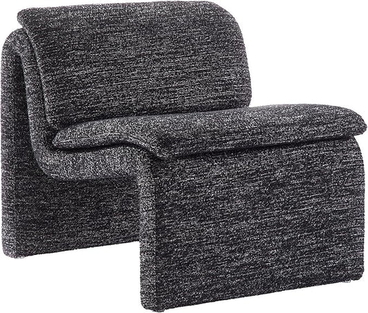 Modway Lume Curved Lounge Chair in Charcoal Boucle Fabric – Modern Upholstered Armless Accent Chair with Padded Cushion - Unique Slipper Chair for Bedroom or Living Room