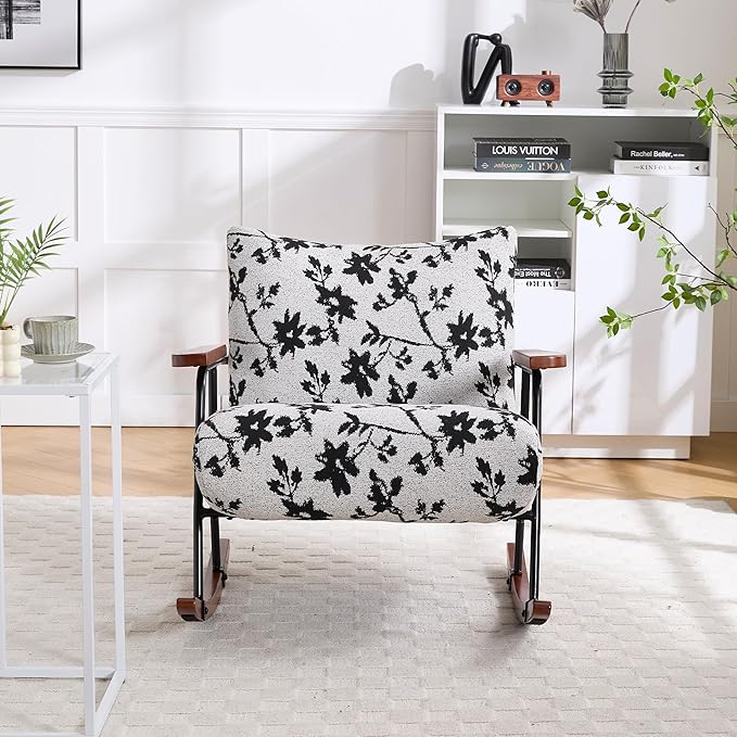 Modern Accent Chair Arm Chair Living Room Rocking Chair Metal e