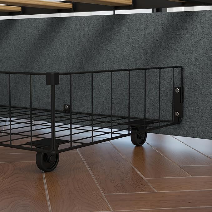 Panana Queen Bed Frame with Storage Headboard Platform Bed with 4 Drawers No Box Spring Needed Easy Assembly Fabric Grey