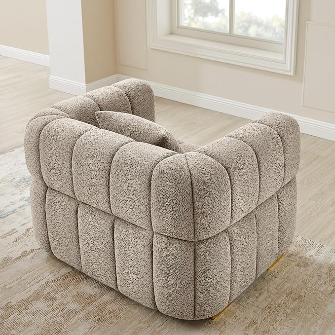 VANOMi Sofa and Chair Set Modern Deep Seat Couch &amp Boucle Sofa Chairs Oversized Upholstered Couch Sets for Living Room Bedroom Office Apartment Camel (2 Pieces)