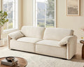 VANOMi 94.5 Sofa Couch for Living Room Modern Comfy 3-Seater Sofas Chenille Small Couches for Small Spaces Upholstered Deep Seat Couch for Bedroom Apartment (Beige)