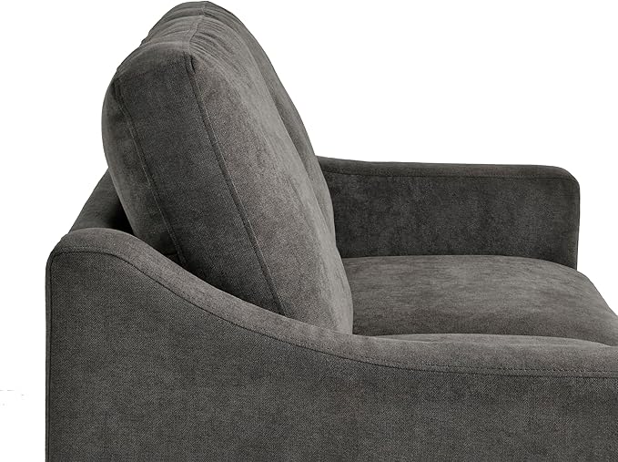 Serta® Armstrong 52 Soft Modern Sofa Sloped Track Arms Solid Wood Legs Easy Assembly Dream Coil® Comfort Soft Woven Polyester Fabric Gray