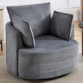 CANMOV Swivel Accent Chair 360°Swivel Barrel Chair with 3 Pillows Comfy Corduroy Round Armchair Single Sofa Chair for Living Room Bedroom Reading Room Dark Grey