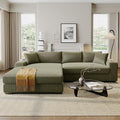 Mirod Large Sectional Sofa with Thick Cushions and Built-in Cup Holders &amp Charging Ports (Green@43)