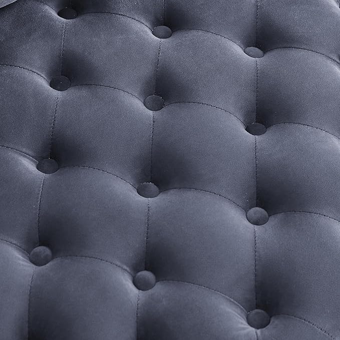 Velvet Upholstered Swivel Chair for Living Room with Button Tufted Design and Movable Wheels Including 3 Pillows Grey