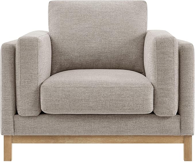 Modway Roscoe Fabric Armchair in Pewter - Comfortable Deep Seat Accent Chair with Arms for Living Room or Bedroom