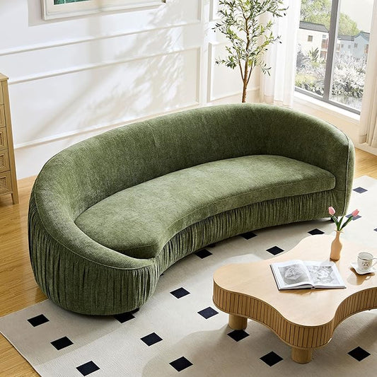 WILLIAMSPACE 92.13 Curved Sofa Couch Modern Oversized Upholstered Cloud Couch Luxury 4-Seat Sofa for Living Room Apartment Fabric - Green