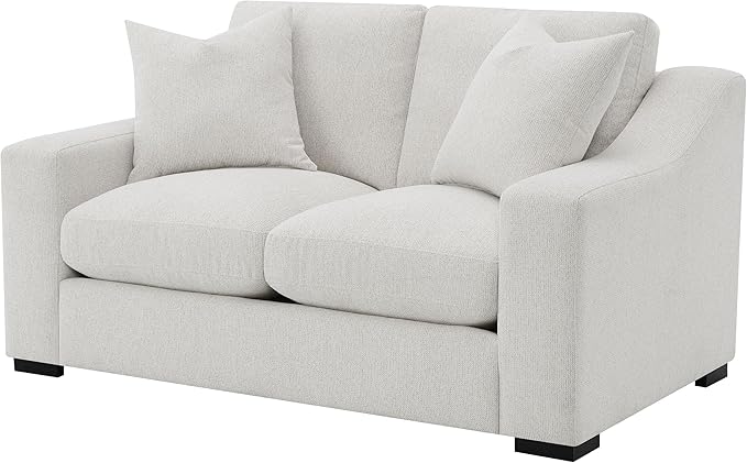 Coaster Home Furnishings - Ashlyn - Wood - Fabric Upholstered Loveseat with Track Arms Reversible Cushions and Cappuccino Block Feet - Living Room - 65-Inch - Sand - 552092