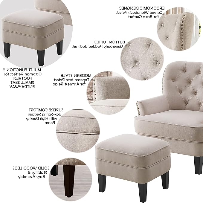 Rosevara Atlas Accent Chairs for Living Room &amp Bedroom Velvet Beige