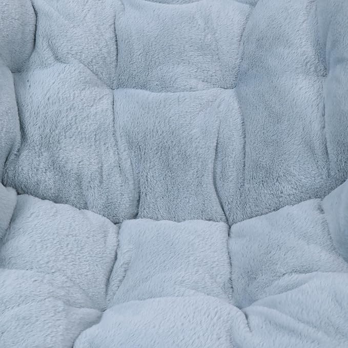 Flash Furniture Archer Saucer Chair with Folding Steel Frame Portable Oversized Saucer Chair for Dorm or Bedroom 28 Dusty Aqua Faux Fur/Soft Gold Frame